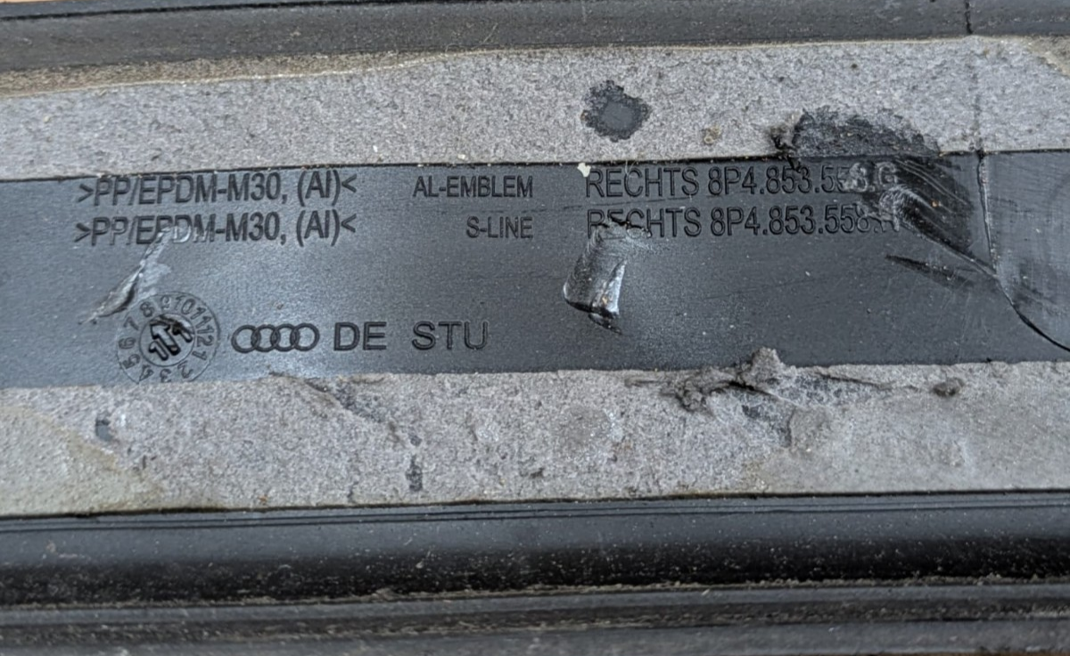 2011 Audi A3 S Line Rear Right Door Floor Entry Sill Panel | 8P4853558