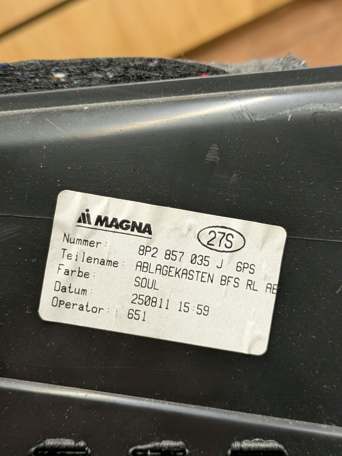 2011 Audi A3 S Line Glovebox | 8P2857035B
