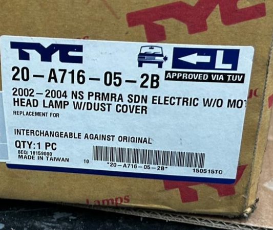 2002 - 2004 Nissan Primera Left Side Head Lamp Headlight | 20-A716-05-2B